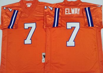 Denver Broncos Orange #7 ELWAY Mitchell & Ness Football Jersey Retro men women youth size S-6XL