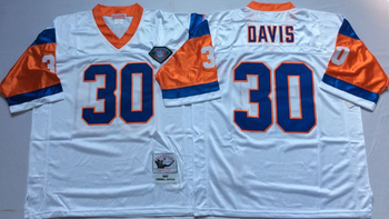 Denver Broncos White #30 DAVIS Mitchell & Ness Football Jersey Retro men women youth size S-6XL