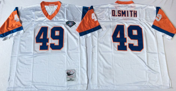 Denver Broncos White #49 D.SMITH Mitchell & Ness Football Jersey Retro men women youth size S-6XL
