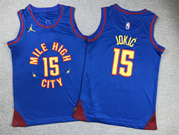 Denver Nuggets #15  Nikola Jokic stitched basketball jersey blue MEN WOMEN YOUTH S-6XL SIZE