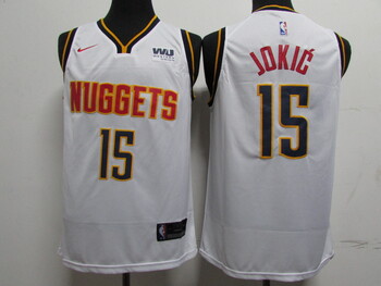 Denver Nuggets #15  Nikola Jokic stitched basketball jersey white MEN WOMEN YOUTH S-6XL SIZE