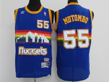 Denver Nuggets  #55 Dikembe Mutombo stitched retro basketball jersey MEN WOMEN YOUTH S-6XL SIZE