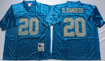 Detriot lions #20 Blue B.SANDERS Mitchell & Ness Football Jersey Retro men women youth size S-6XL