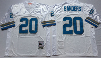 Detriot lions #20 White SANDERS Mitchell & Ness Football Jersey Retro men women youth size S-6XL