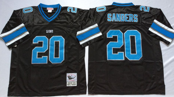 Detriot lions Black #20 SANDERS Mitchell & Ness Football Jersey Retro men women youth size S-6XL