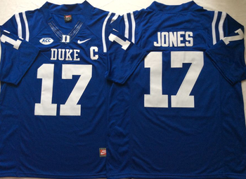 Duke Blue Devils Blue 17 JONES Football Jersey MEN WOMEN YOUTH S-6XL SIZE