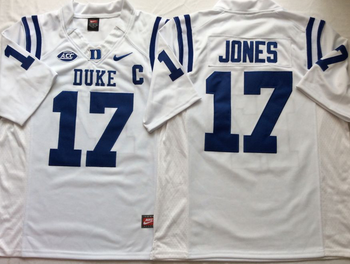 Duke Blue Devils White 17 JONES Football Jersey MEN WOMEN YOUTH S-6XL SIZE