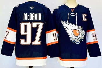 Edmonton Oilers #97 Connor McDavid stitched hockey  jersey-navy2 MEN WOMEN YOUTH S-6XL SIZE