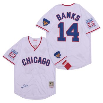 Ernie Banks Chicago Cubs Jersey Cooperstown Collection Majestic 1968 White men women youth size S-6XL
