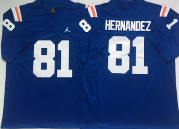 Florida Gators Blue 81 HERNANDEZ Football Jersey MEN WOMEN YOUTH S-6XL SIZE