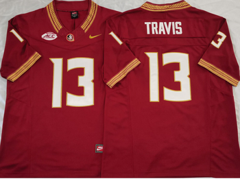 Florida State Seminoles Red 13 TRAVIS Football Jersey MEN WOMEN YOUTH S-6XL SIZE