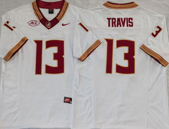 Florida State Seminoles White 13 TRAVIS Football Jersey MEN WOMEN YOUTH S-6XL SIZE