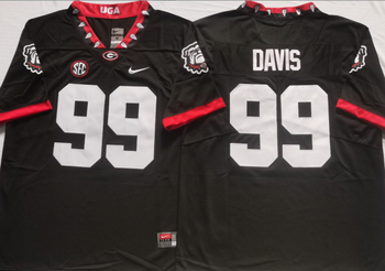 Georgia Bulldogs Black 99 DAVIS Football Jersey MEN WOMEN YOUTH S-6XL SIZE