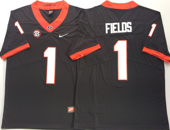 Georgia Bulldogs Black 1 FIELDS Football Jersey MEN WOMEN YOUTH S-6XL SIZE