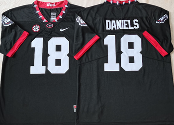 Georgia Bulldogs Black 18 DANIELS Football Jersey MEN WOMEN YOUTH S-6XL SIZE