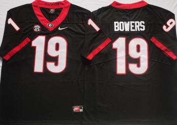 Georgia Bulldogs Black 19 BOWERS Football Jersey MEN WOMEN YOUTH S-6XL SIZE
