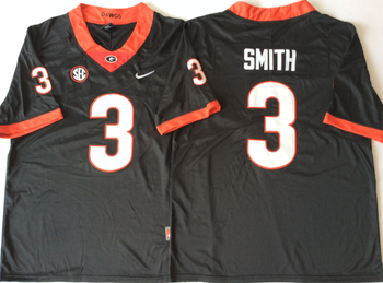 Georgia Bulldogs Black 3 SMITH Football Jersey MEN WOMEN YOUTH S-6XL SIZE