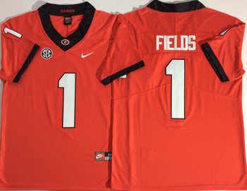 Georgia Bulldogs Red 1 FIELDS Football Jersey MEN WOMEN YOUTH S-6XL SIZE