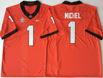 Georgia Bulldogs Red 1 MICHEL Football Jersey MEN WOMEN YOUTH S-6XL SIZE