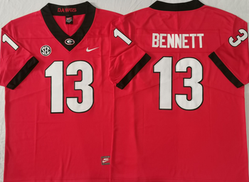 Georgia Bulldogs Red 13 BENNETT Football Jersey MEN WOMEN YOUTH S-6XL SIZE