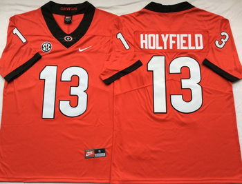 Georgia Bulldogs Red 13 HOLYFIELD Football Jersey MEN WOMEN YOUTH S-6XL SIZE