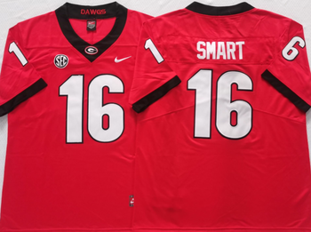 Georgia Bulldogs Red 16 SMART Football Jersey MEN WOMEN YOUTH S-6XL SIZE