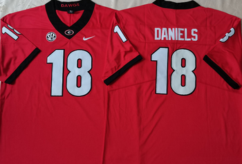 Georgia Bulldogs Red 18 DANIELS Football Jersey MEN WOMEN YOUTH S-6XL SIZE