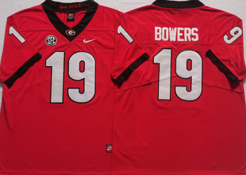 Georgia Bulldogs Red 19 BOWERS Football Jersey MEN WOMEN YOUTH S-6XL SIZE