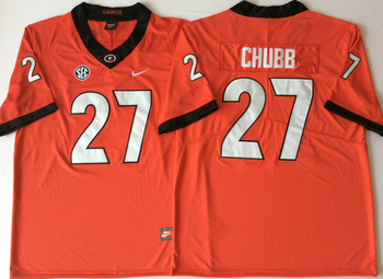 Georgia Bulldogs Red 27 CHUBB Football Jersey MEN WOMEN YOUTH S-6XL SIZE