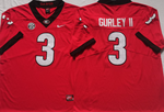 Georgia Bulldogs Red 3 GURLEY II Football Jersey MEN WOMEN YOUTH S-6XL SIZE