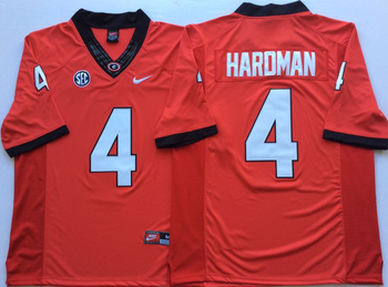 Georgia Bulldogs Red 4 HARDMAN Football Jersey MEN WOMEN YOUTH S-6XL SIZE