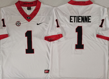 Georgia Bulldogs White 1 ETIENNE Football Jersey MEN WOMEN YOUTH S-6XL SIZE