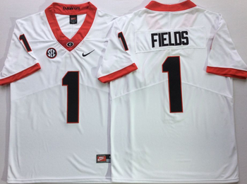 Georgia Bulldogs White 1 FIELDS Football Jersey MEN WOMEN YOUTH S-6XL SIZE