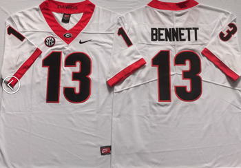 Georgia Bulldogs White 13 BENNETT Football Jersey MEN WOMEN YOUTH S-6XL SIZE