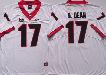 Georgia Bulldogs White 17 Nakobe Dean Football Jersey MEN WOMEN YOUTH S-6XL SIZE