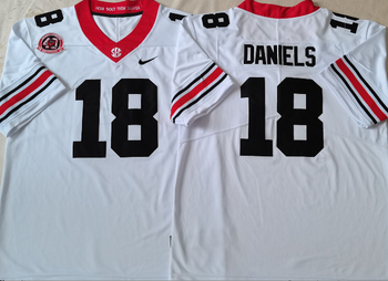 Georgia Bulldogs White 18 DANIELS Football Jersey MEN WOMEN YOUTH S-6XL SIZE