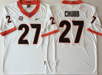 Georgia Bulldogs White 27 CHUBB Football Jersey MEN WOMEN YOUTH S-6XL SIZE