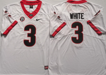 Georgia Bulldogs White 3 WHITE Football Jersey MEN WOMEN YOUTH S-6XL SIZE