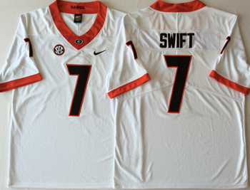Georgia Bulldogs White 7 SWIFT Football Jersey MEN WOMEN YOUTH S-6XL SIZE