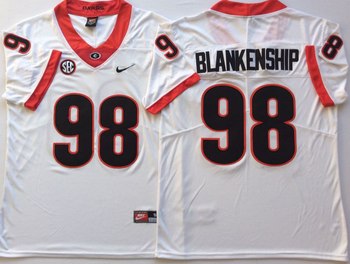 Georgia Bulldogs White 98 BLANKENSHIP Football Jersey MEN WOMEN YOUTH S-6XL SIZE