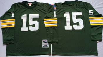 Green bay packers Green #15 NO NAME Mitchell & Ness Football Jersey Retro men women youth size S-6XL