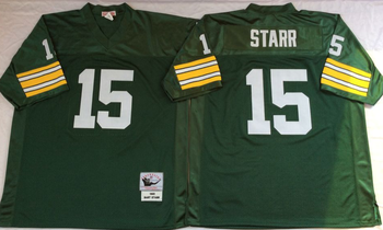 Green bay packers Green #15 STARR Mitchell & Ness Football Jersey Retro men women youth size S-6XL