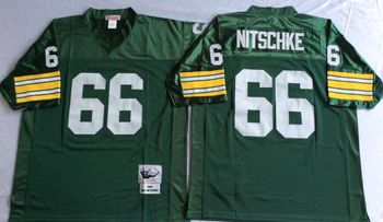 Green bay packers Green #66 NITSCHKE Mitchell & Ness Football Jersey Retro men women youth size S-6XL