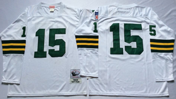 Green bay packers White #15 NO NAME Mitchell & Ness Football Jersey Retro men women youth size S-6XL