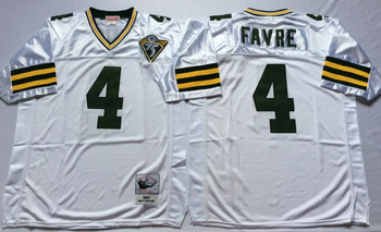 Green bay packers White #4 FAVRE Mitchell & Ness Football Jersey Retro men women youth size S-6XL