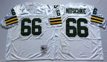 Green bay packers White #66 NITSCHKE Mitchell & Ness Football Jersey Retro men women youth size S-6XL