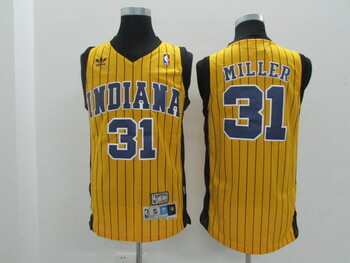 Indiana Pacers  #31 Reggie Miller stitched basketball retro jersey yellow MEN WOMEN YOUTH S-6XL SIZE