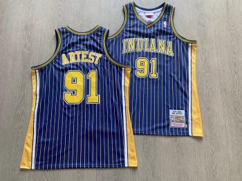 Indiana Pacers  #91 '03-' 04 Artest striped thick hydrangea stitched jersey MEN WOMEN YOUTH S-6XL SIZE