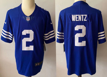 Indianapolis Colts 2 WENTZ  Blue stitched football jersey MEN WOMEN YOUTH S-6XL SIZE