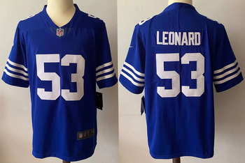 Indianapolis Colts 53 LEONARD  Blue stitched football jersey MEN WOMEN YOUTH S-6XL SIZE